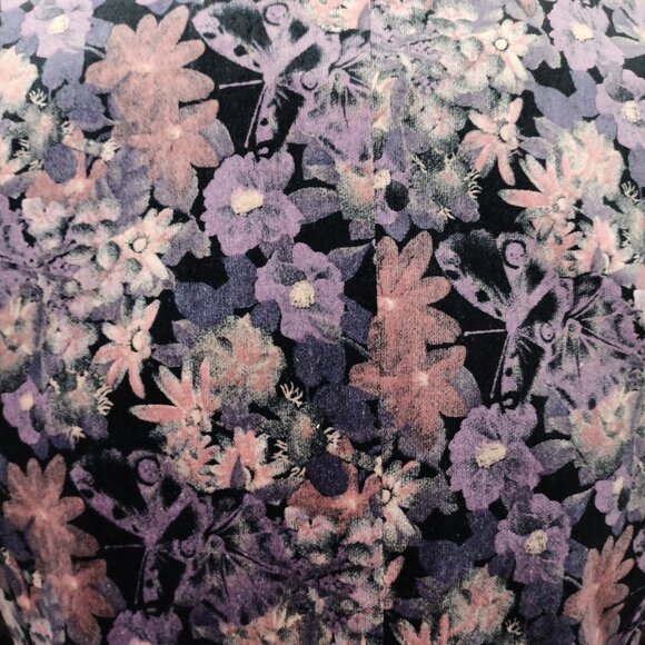 Vintage 70s Dark Floral Cotton Velvet Blazer - Picture 7 of 9